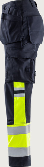 Palosuojatut rakentajan stretch huomiohousut, luokka 1 – Flamestat 2263 ATHF - Neonkeltainen/Tummansininen