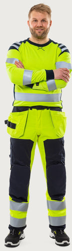 Palosuojatut rakentajan stretch huomiohousut, luokka 2 – Flamestat 2267 ATHF - Neonkeltainen/Tummansininen