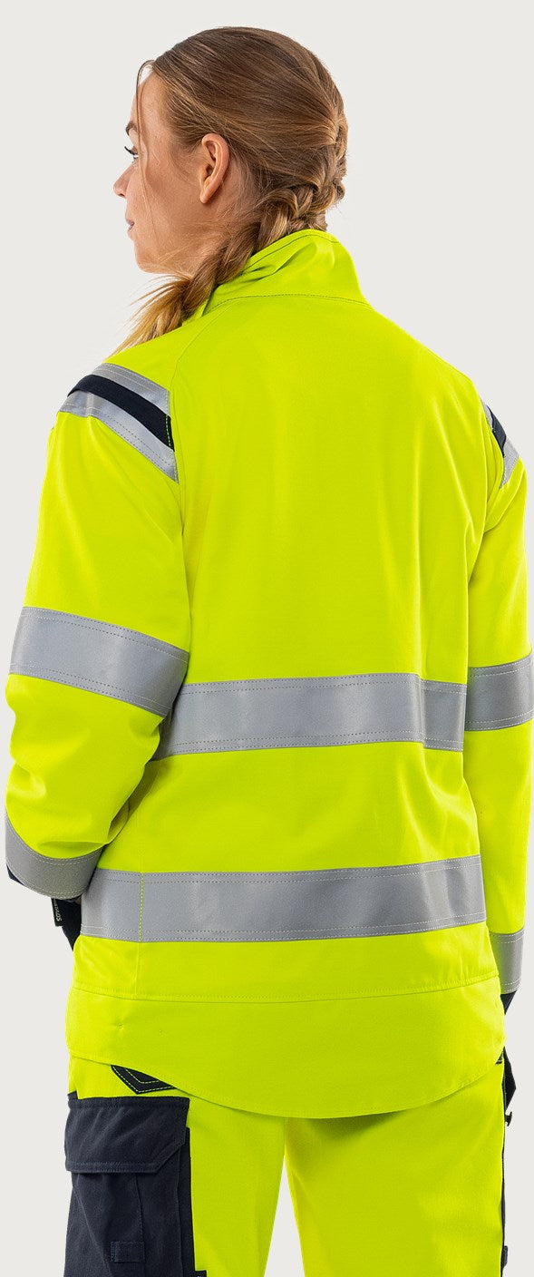 Naisten palosuojattu stretch huomiotakki, luokka 3 – Flamestat 4161 ATHF - Neonkeltainen/Tummansininen