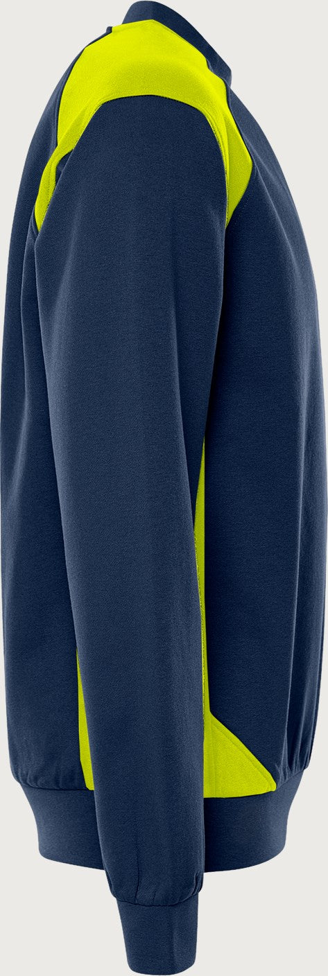 Collegepaita – 7148 GSM - Tummansininen/Neonkeltainen
