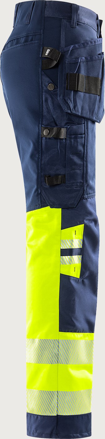 Rakentajan stretch huomiohousut, luokka 1 – 2706 PLU - Neonkeltainen/Tummansininen