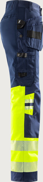 Rakentajan stretch huomiohousut, luokka 1 – 2706 PLU - Neonkeltainen/Tummansininen