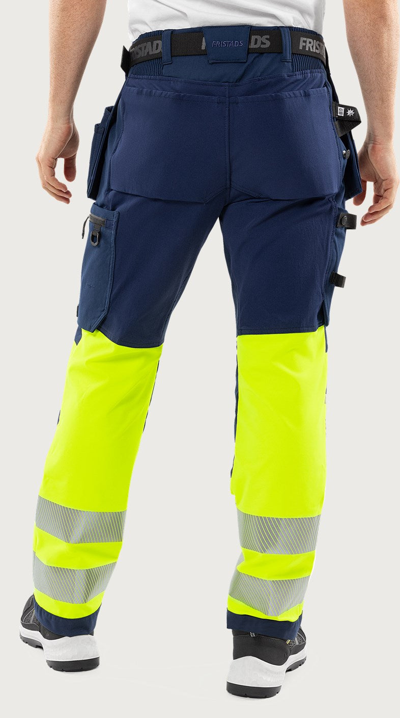 Rakentajan stretch huomiohousut, luokka 1 – Green 2643 GSTP - Neonkeltainen/Tummansininen