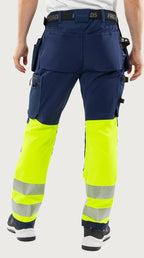 Rakentajan stretch huomiohousut, luokka 1 – Green 2643 GSTP - Neonkeltainen/Tummansininen