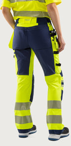 Naisten rakentajan stretch huomiohousut, luokka 2 – Green 2664 GSTP - Neonkeltainen/Tummansininen