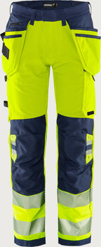 Rakentajan stretch huomiohousut, luokka 2 – Green 2644 GSTP - Neonkeltainen/Tummansininen