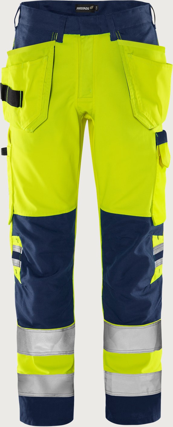 Rakentajan huomiohousut, luokka 2 – Green 2641 GPLU - Neonkeltainen/Tummansininen