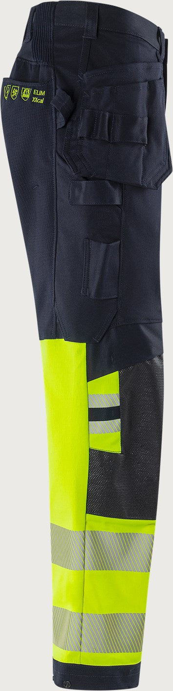 Palosuojatut rakentajan huomiohousut, luokka 1 – Flamestat Green 2940 GFS, miesten ja naisten - Neonkeltainen/Tummansininen