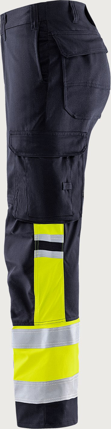Naisten palosuojatut stretch huomiohousut, luokka 1 – Flamestat 2170 ATHF - Neonkeltainen/Tummansininen