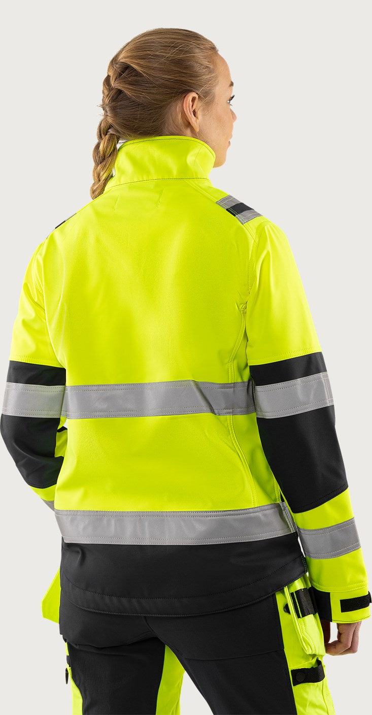 Naisten softshell huomiotakki, luokka 2 – 4183 WYH - Neonkeltainen/Musta