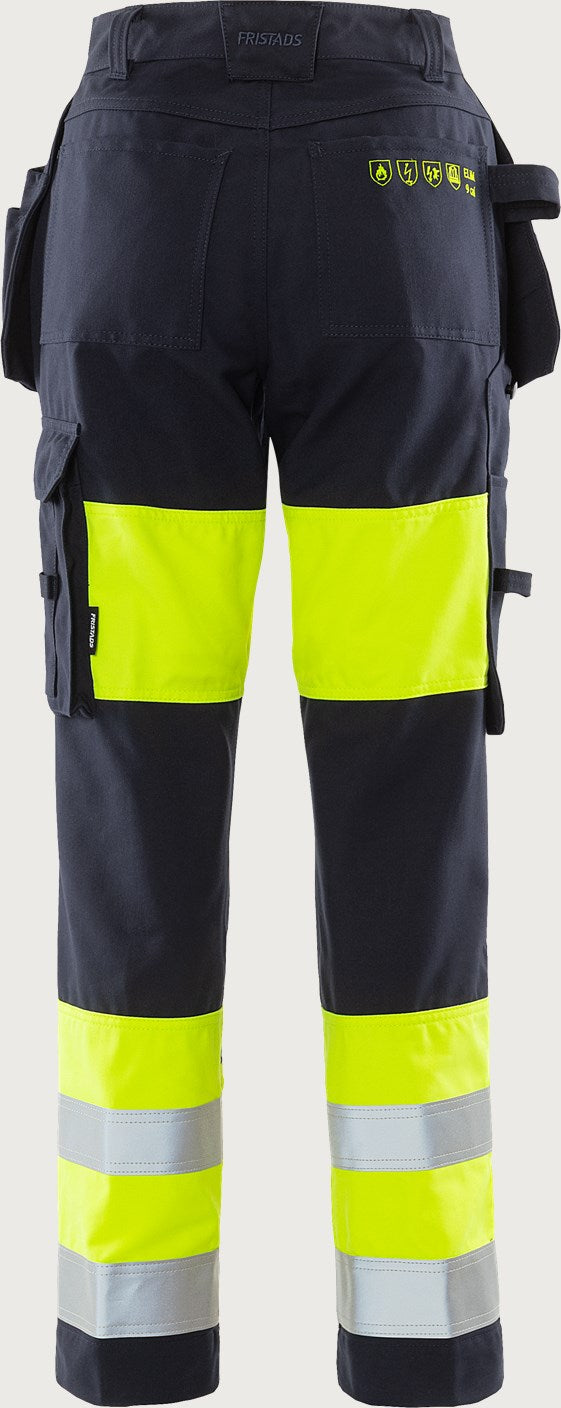 Naisten palosuojatut rakentajan huomiohousut, luokka 1 – Flamestat 2777 ATHS - Neonkeltainen/Tummansininen