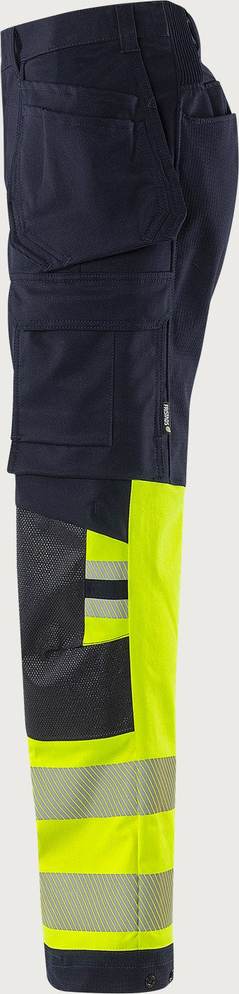 Palosuojatut rakentajan huomiohousut, luokka 1 – Flamestat Green 2940 GFS, miesten ja naisten - Neonkeltainen/Tummansininen