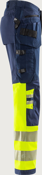 Rakentajan stretch huomiohousut, luokka 1 – Green 2643 GSTP - Neonkeltainen/Tummansininen