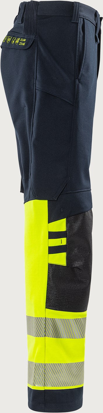 Palosuojatut stretch huomiohousut, luokka 1 – Flamestat 2281 FSS - Neonkeltainen/Tummansininen