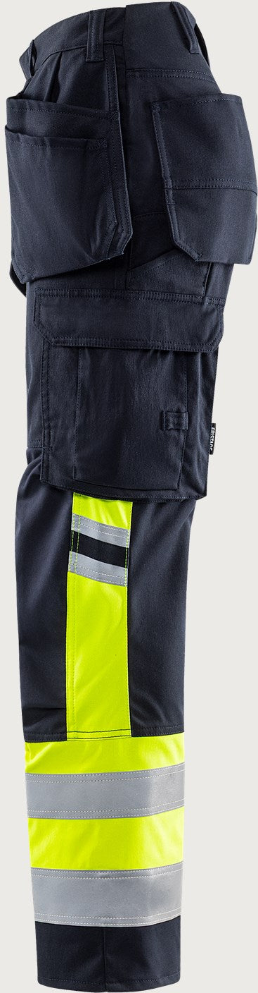 Naisten palosuojatut rakentajan stretch huomiohousut, luokka 1 – Flamestat 2271 ATHF - Neonkeltainen/Tummansininen