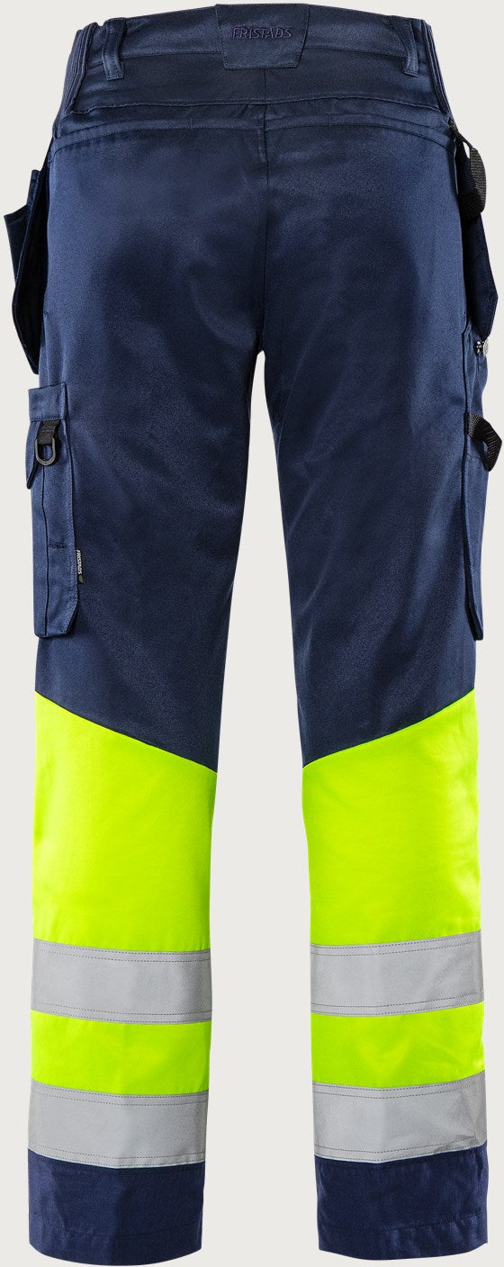 Rakentajan huomiohousut, luokka 1 – Green 2640 GPLU - Neonkeltainen/Tummansininen