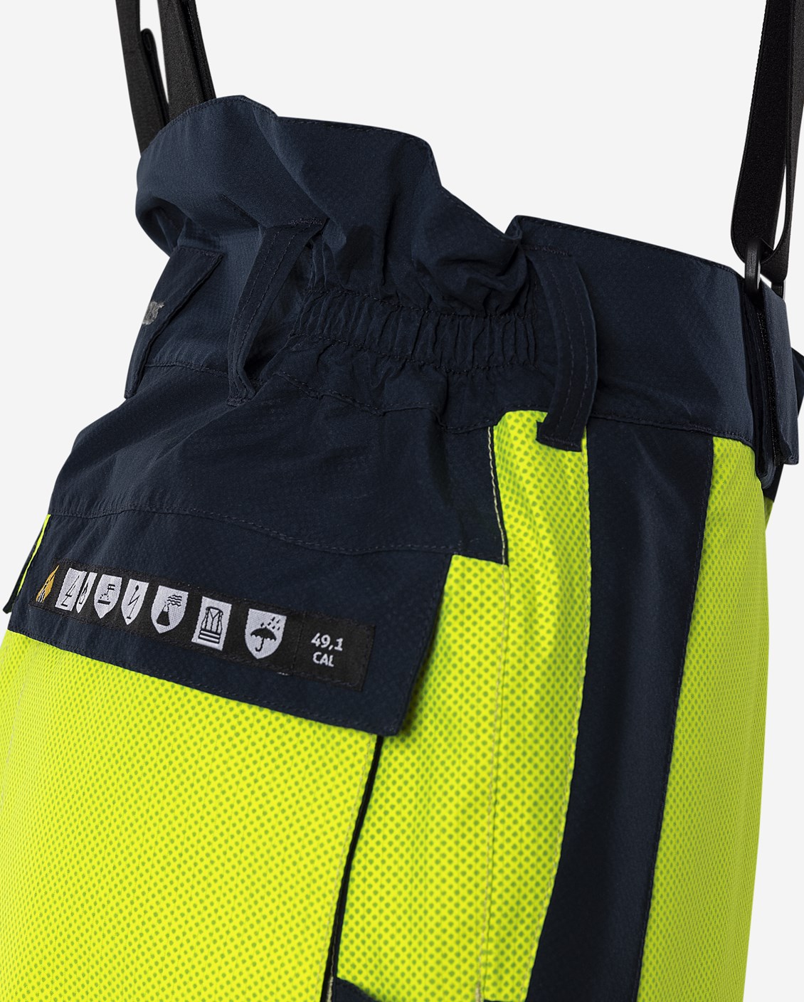 Palosuojatut huomiokuorihousut, luokka 2 – Flamestat GORE-TEX PYRAD® 2095 GXE - Neonkeltainen/Tummansininen