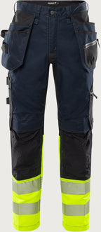 Rakentajan stretch huomiohousut, luokka 1 – 2906 GWM - Neonkeltainen/Navysininen