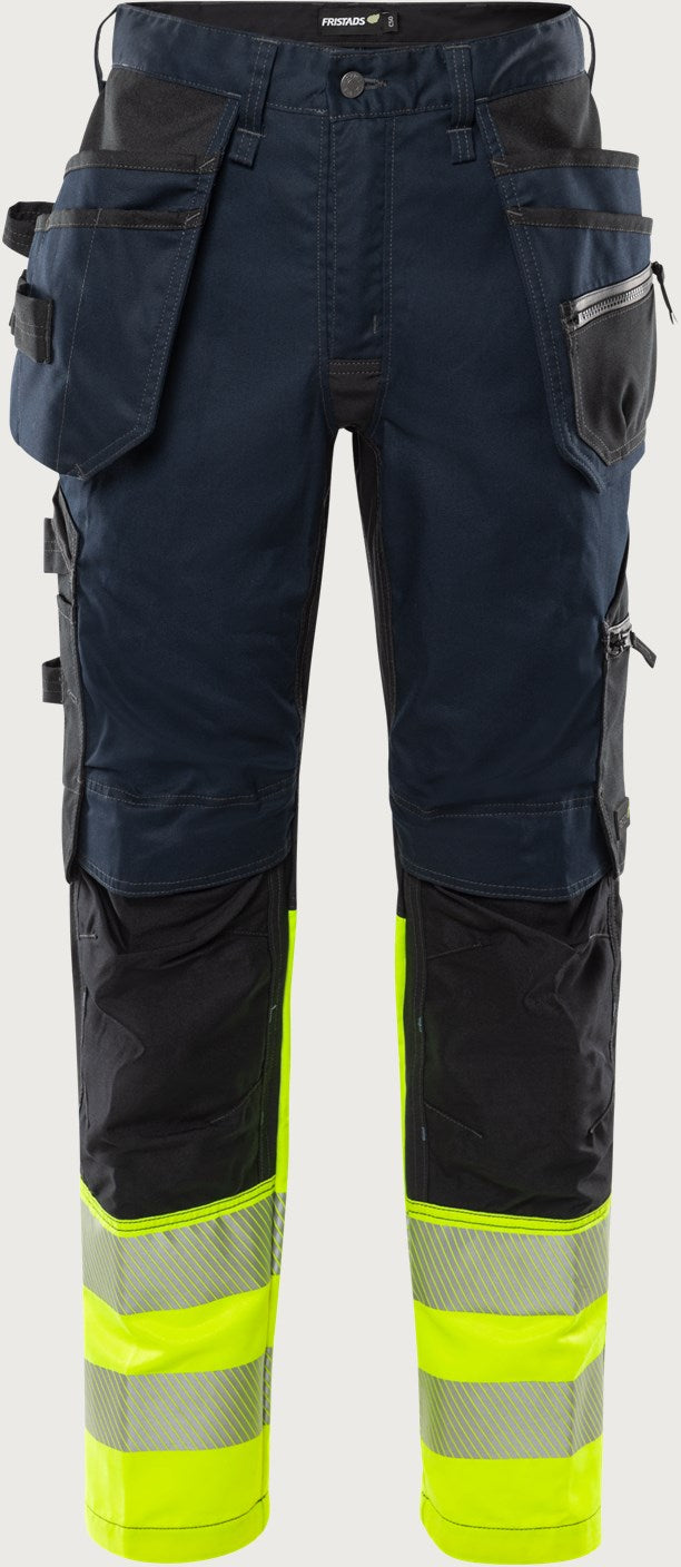 Rakentajan stretch huomiohousut, luokka 1 – 2906 GWM - Neonkeltainen/Navysininen