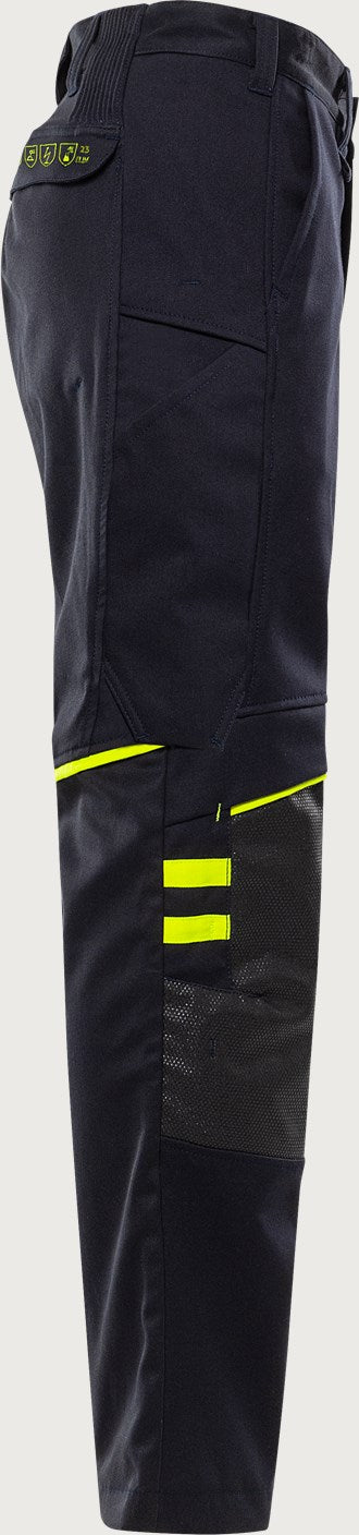Palosuojatut stretch housut – Flamestat 2180 FSS - Navysininen/Neonkeltainen