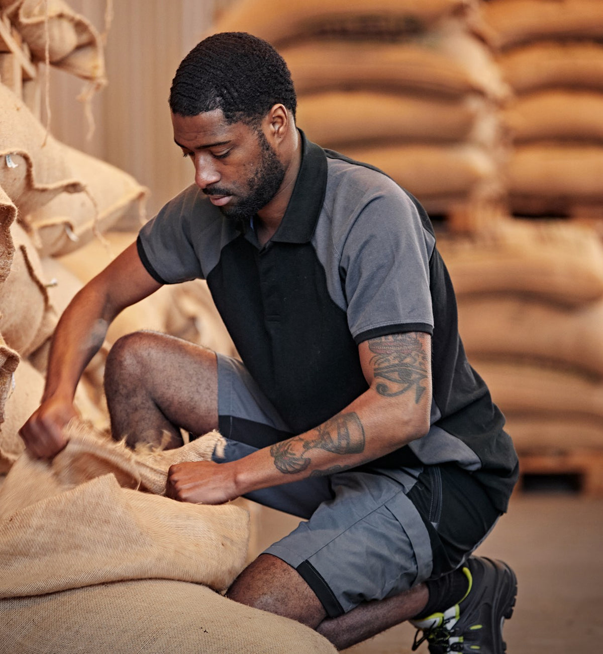 Service stretch shortsit – 2543 LWR - Harmaa/musta