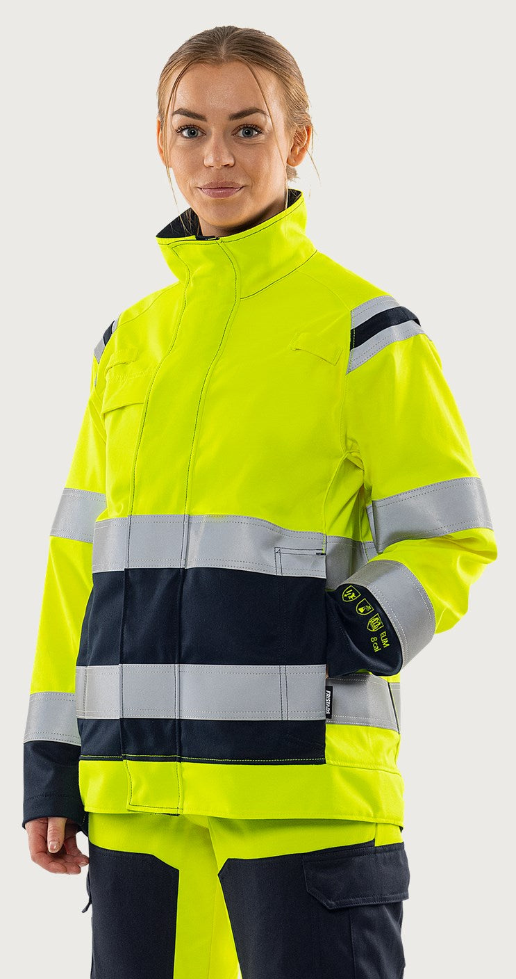 Naisten palosuojattu stretch huomiotakki, luokka 3 – Flamestat 4161 ATHF - Neonkeltainen/Tummansininen