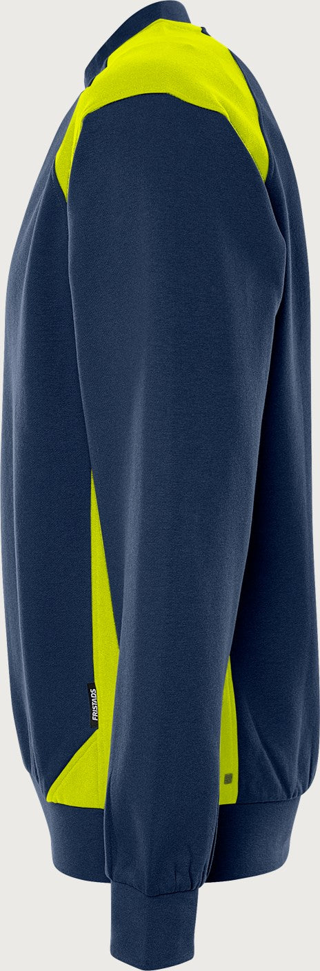 Collegepaita – 7148 GSM - Tummansininen/Neonkeltainen