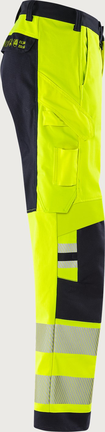 Palosuojatut huomiohousut, luokka 2 – Flamestat Green 2956 GFS, miesten ja naisten - Neonkeltainen/Tummansininen