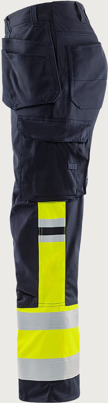 Palosuojatut stretch rakentajan huomiohousut, luokka 1 – Flamestat 2163 ATHF - Neonkeltainen/Tummansininen