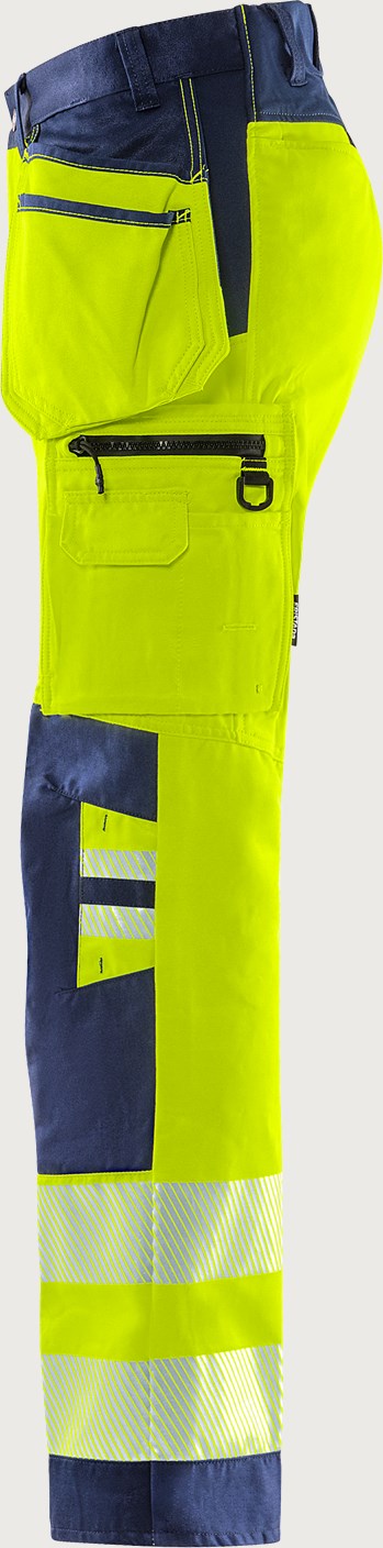 Rakentajan stretch huomiohousut, luokka 2 – 2707 PLU - Neonkeltainen/Tummansininen