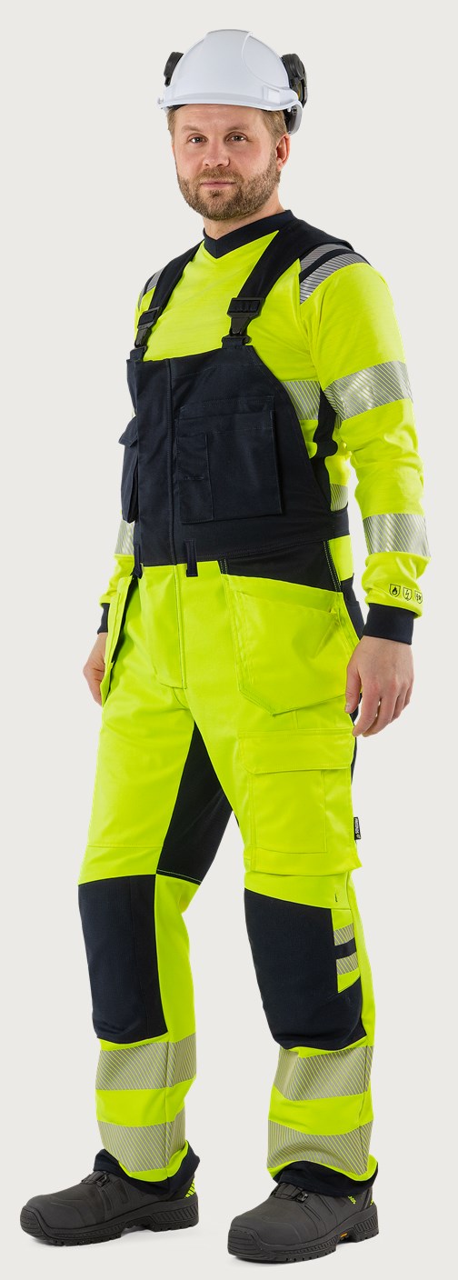 Palosuojattu rakentajan stretch huomioavohaalari, luokka 2 – Flamestat Green 1950 GFS - Neonkeltainen/Tummansininen