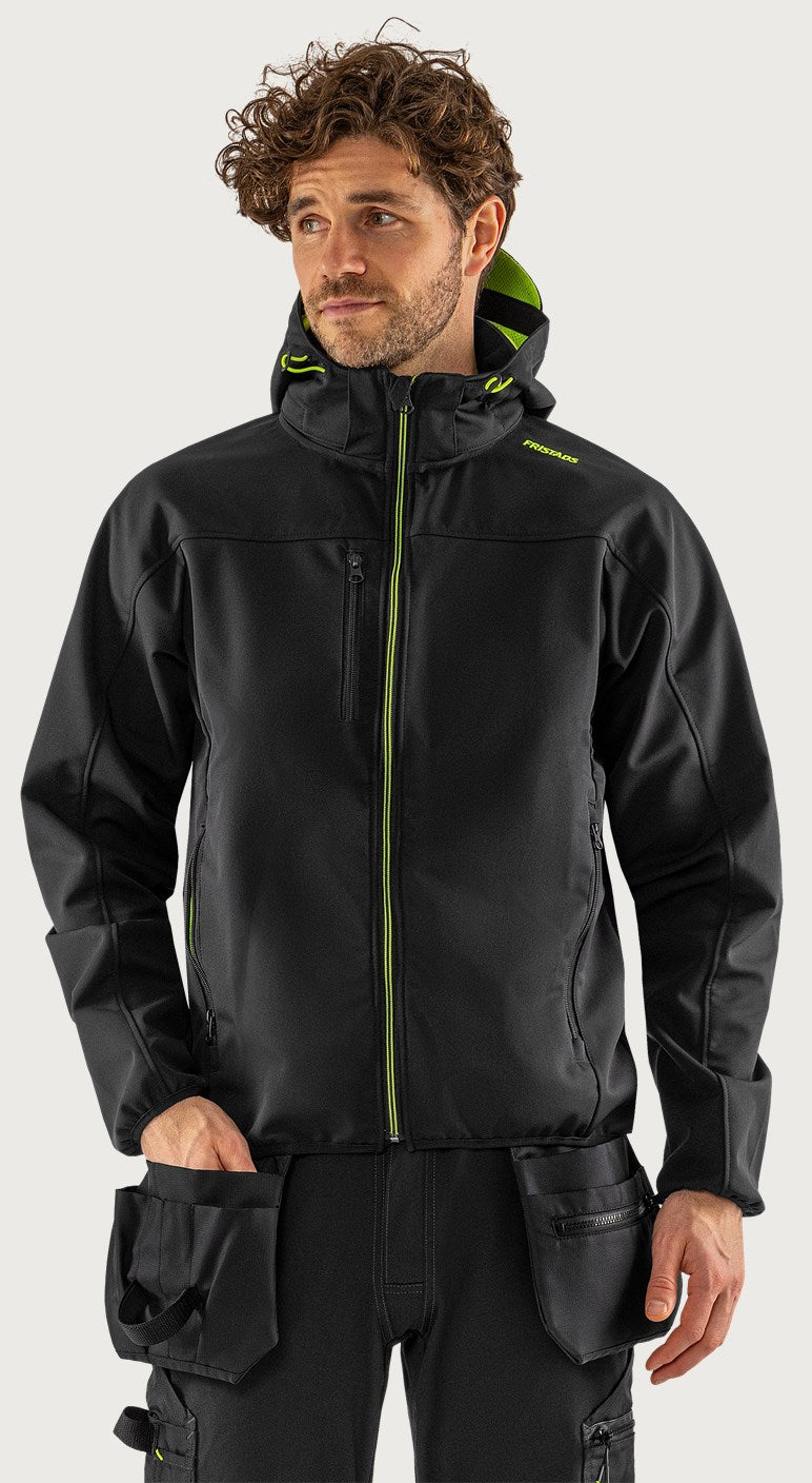 Hupullinen softshell takki – 4655 GBF - Musta/Neonkeltainen