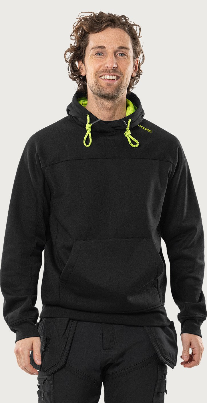 Hupullinen collegepaita – 7551 GSM - Musta/Neonkeltainen
