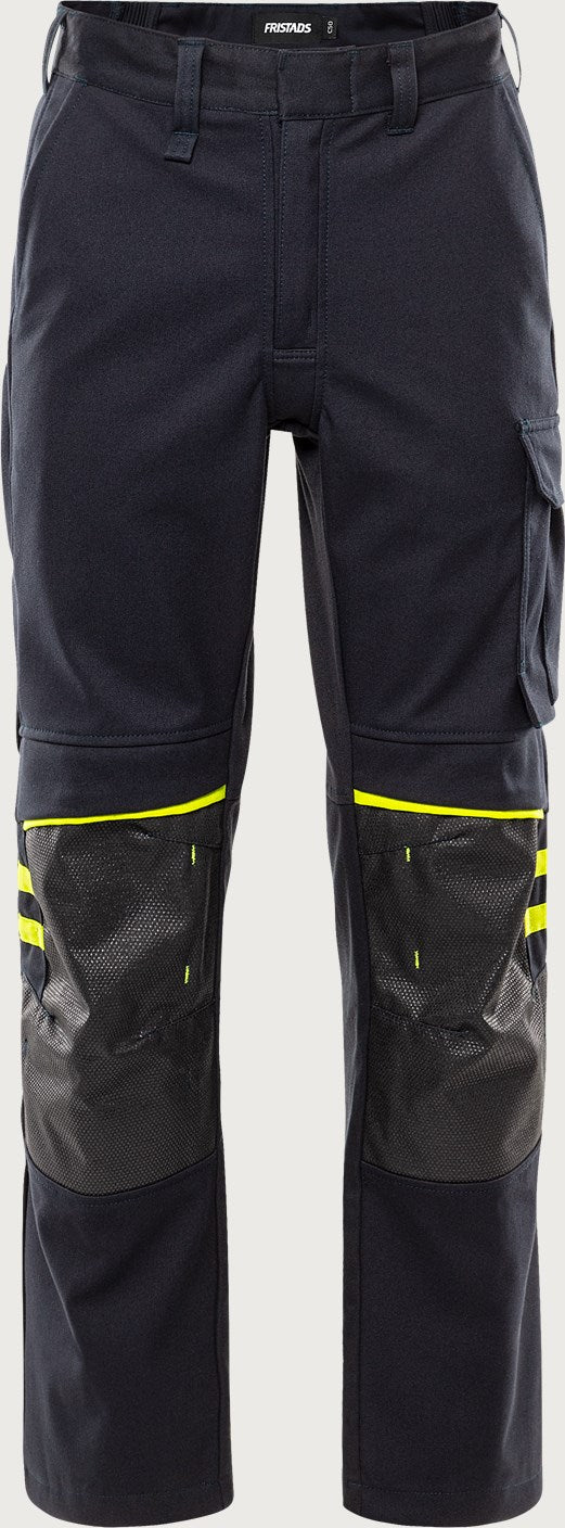 Palosuojatut stretch housut – Flamestat 2180 FSS - Navysininen/Neonkeltainen
