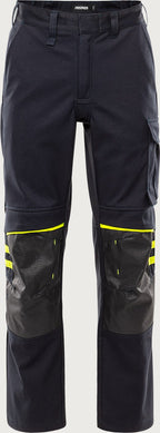 Palosuojatut stretch housut – Flamestat 2180 FSS - Navysininen/Neonkeltainen