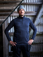 Polartec® pitkähihainen kerrastopaita, lyhyt vetoketju – 7078 PT - Musta