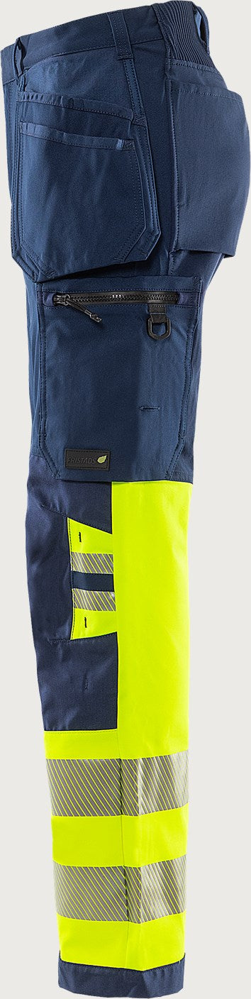 Rakentajan stretch huomiohousut, luokka 1 – Green 2643 GSTP - Neonkeltainen/Tummansininen