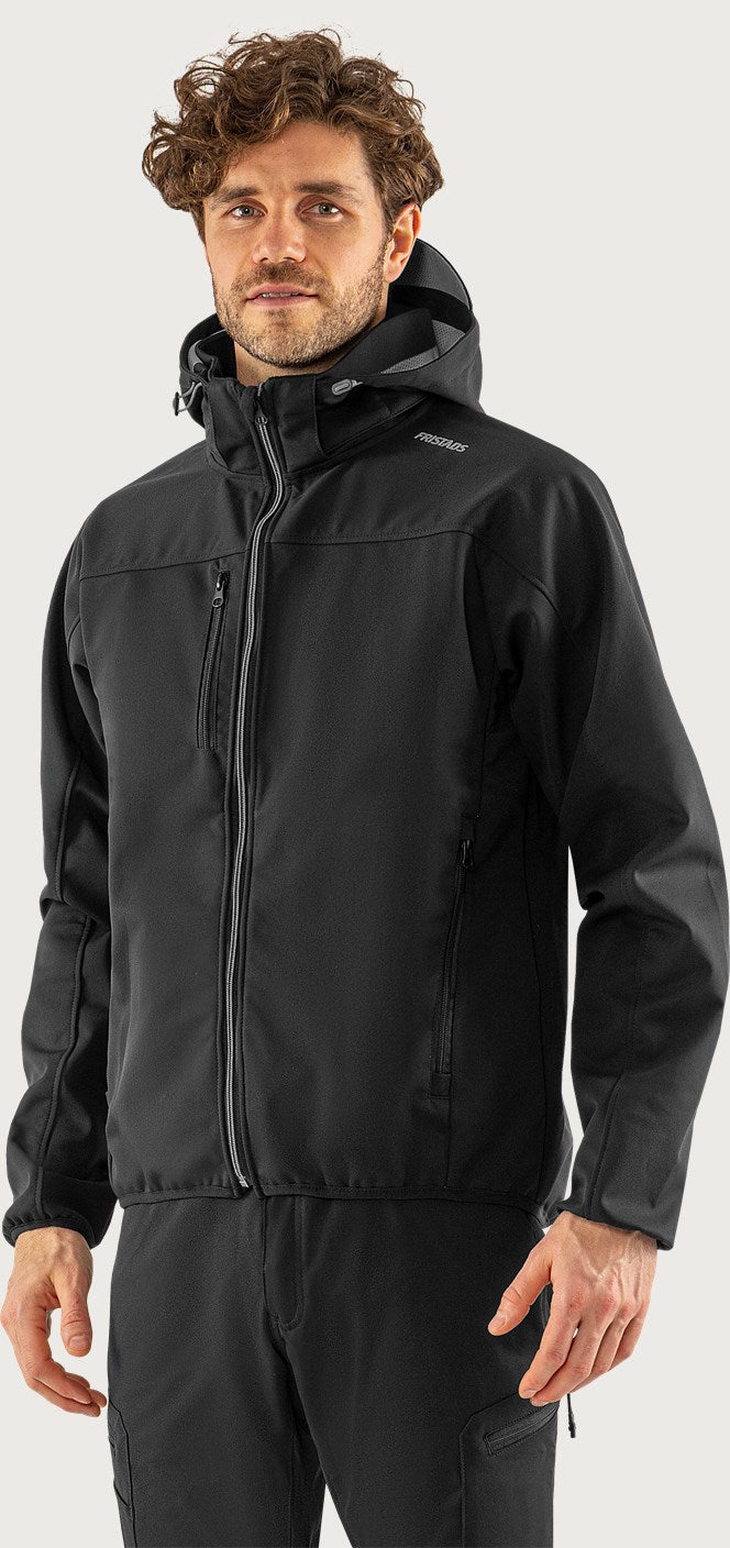 Hupullinen softshell takki – 4655 GBF - Musta/harmaa