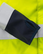 Naisten palosuojattu softshell huomiotakki, luokka 3 – Flamestat 4076 FSS - Neonkeltainen/Tummansininen