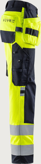 Palosuojatut rakentajan stretch huomiohousut, luokka 2 – Flamestat 2267 ATHF - Neonkeltainen/Tummansininen
