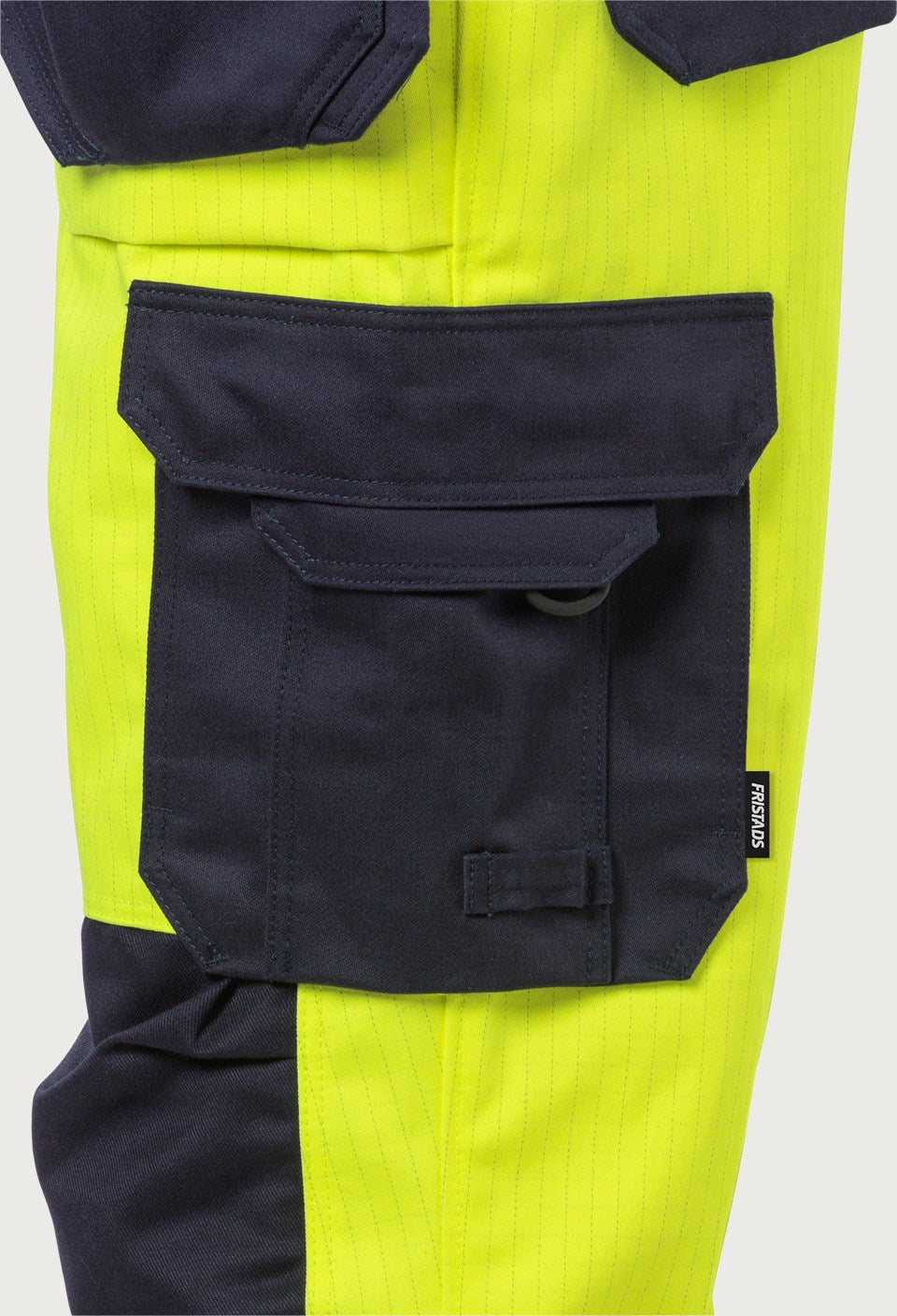 Palosuojatut rakentajan huomiohousut, luokka 2 – 2584 FLAM - Neonkeltainen/Tummansininen