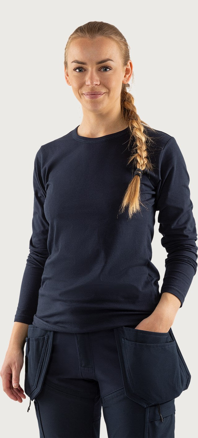Naisten pitkähihainen stretch t-paita – 1927 ELA - Navysininen