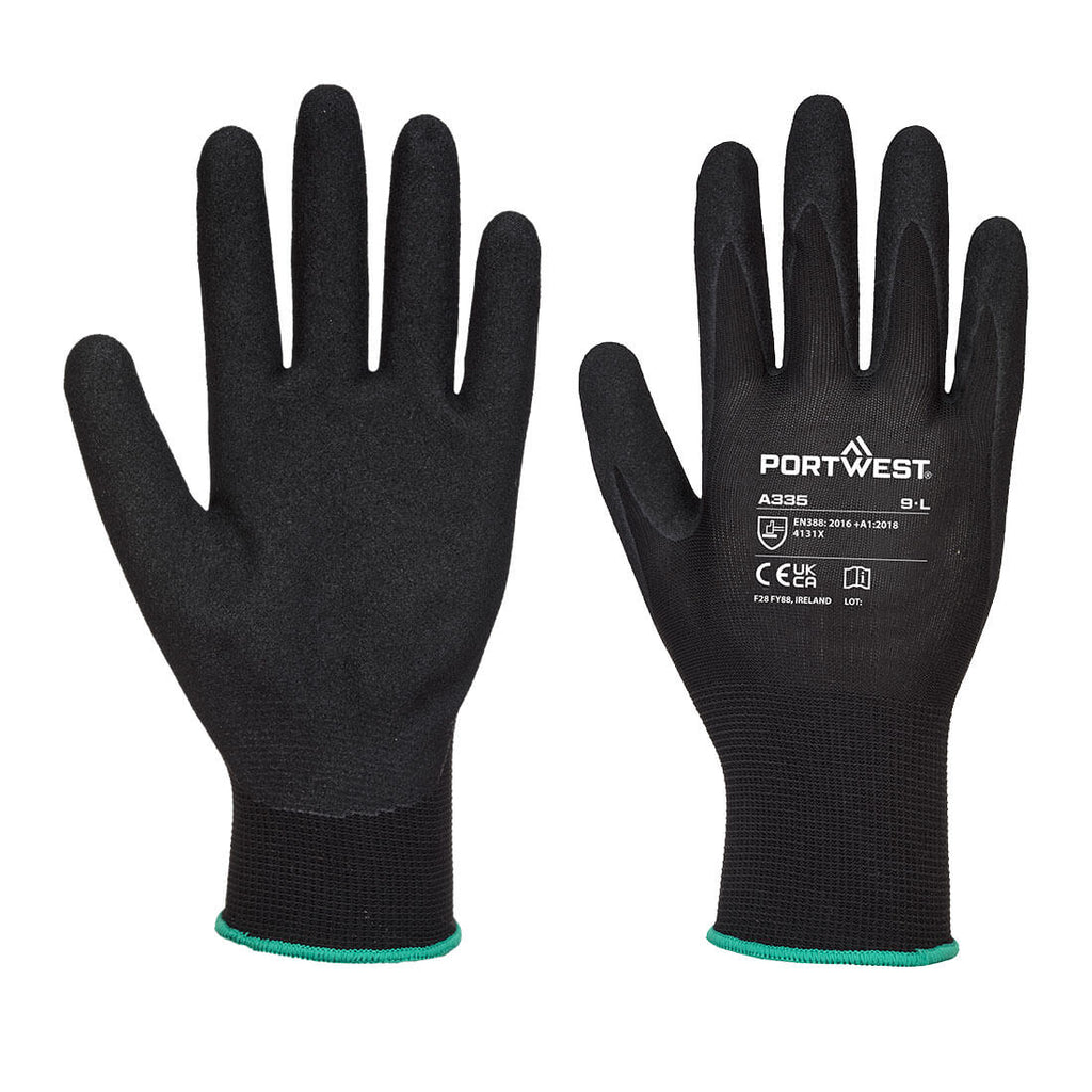 Dermi-Grip NPR15 Nitriili-hiekka käsineet - Musta