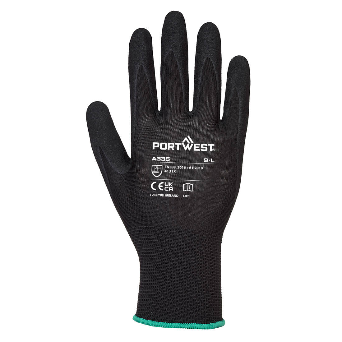 Dermi-Grip NPR15 Nitriili-hiekka käsineet - Musta