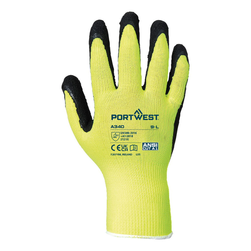Hi-Vis Grip-lateksikäsine - Keltainen