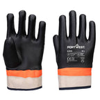 Grip hiekkamaisella PVC- pinnoittella tupla dippattu käsine - Musta/oranssi
