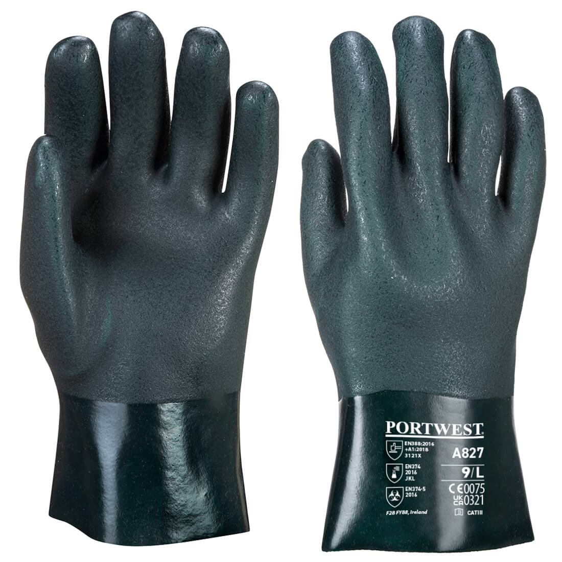 Kaksoispinnoitettu PVC hanska 27cm