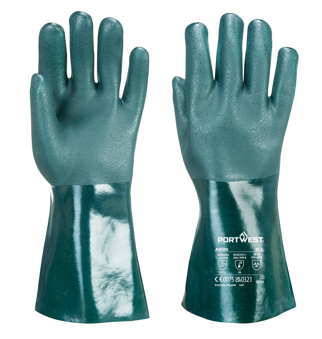 Kaksoispäällystetty PVC-suojakäsine 35cm