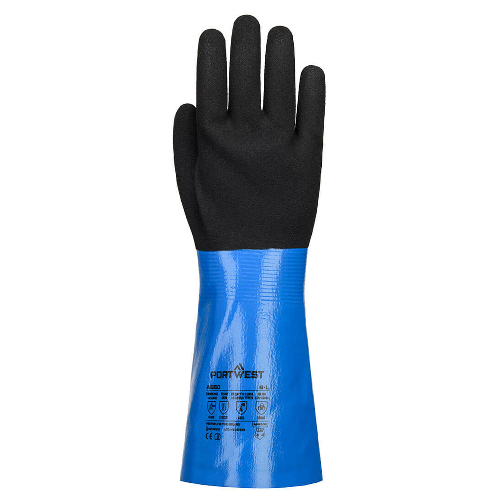Chem Cut D330 Nitrile Gauntlet - Sini/musta