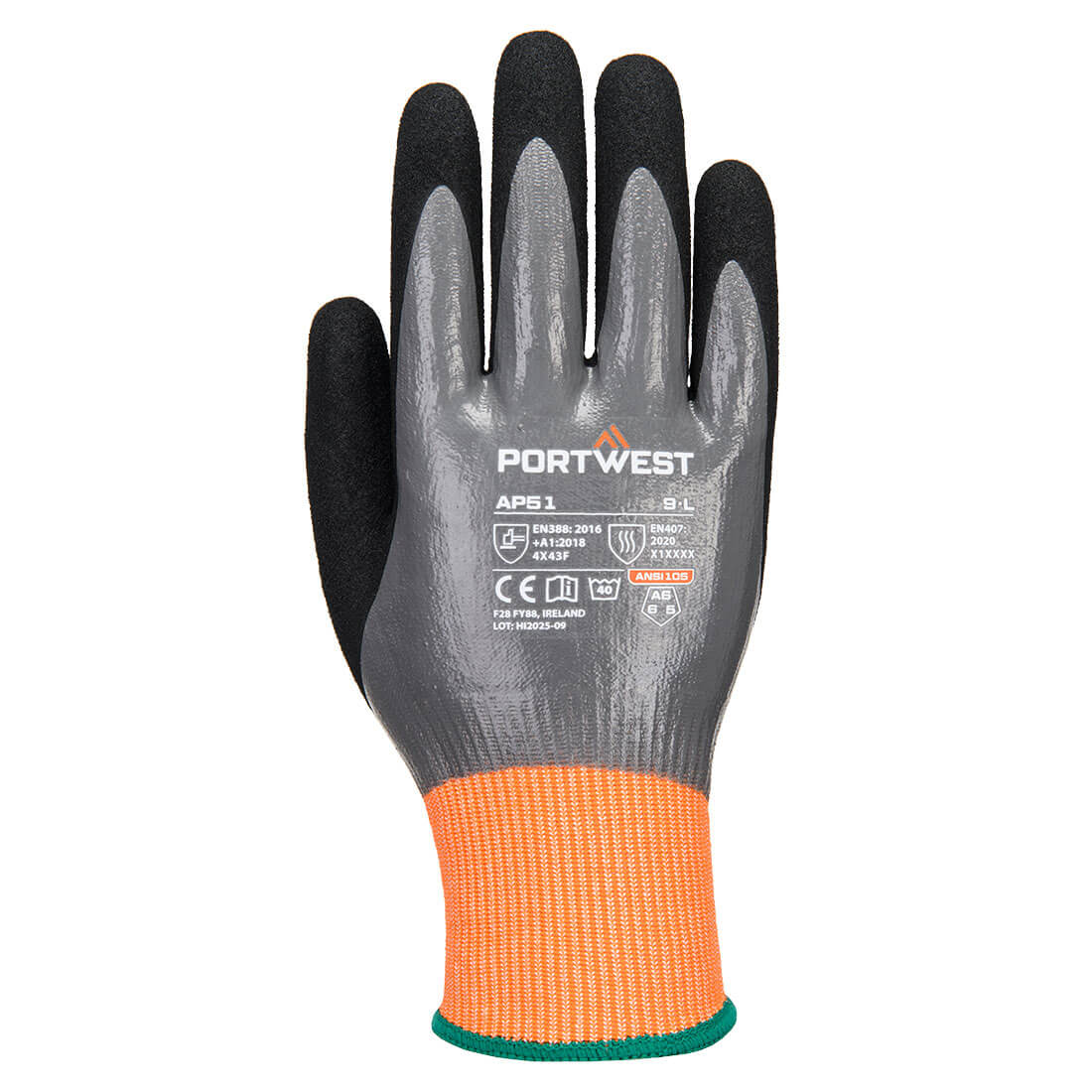 Cut F15 Nitrile Aqua Glove - Harmaa/musta